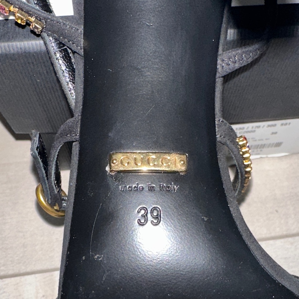 Gucci Black and Gold Embellished Heels - Picture 8 of 10